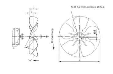 EBM Ventilatorflügel D=200mm 28 Grad drückend (A)
