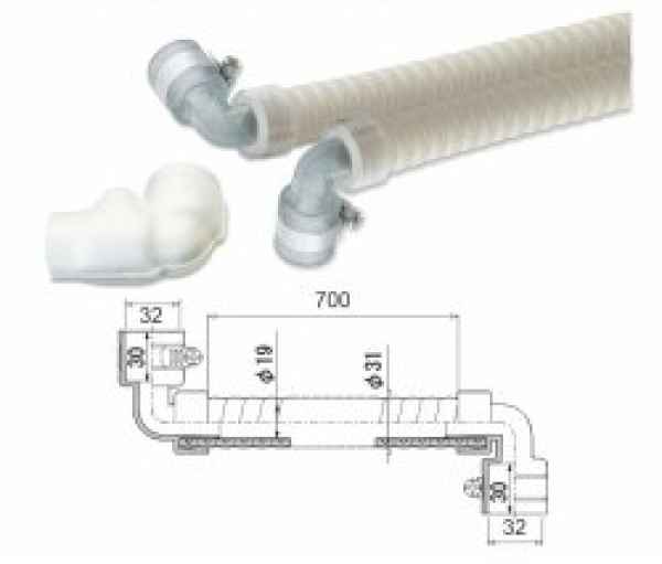 Verbindungsschlauch für Kassettengeräte 25mm-90° auf 32mm-90°, 70 cm Verbindungsschlauch für Kassettengeräte 25mm-90° auf 32mm-90°, 70 cm