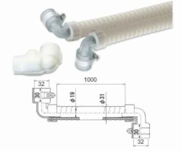 Verbindungsschlauch für Kassettengeräte 25mm-90° auf 32mm-90°, 100 cm Verbindungsschlauch für Kassettengeräte 25mm-90° auf 32mm-90°, 100 cm
