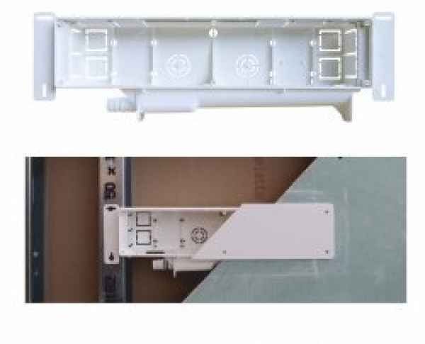 Installationsbox mit Befestigungslaschen, Abfluss seitlich 375x85x64 mm Installationsbox mit Befestigungslaschen, Abfluss seitlich 375x85x64 mm