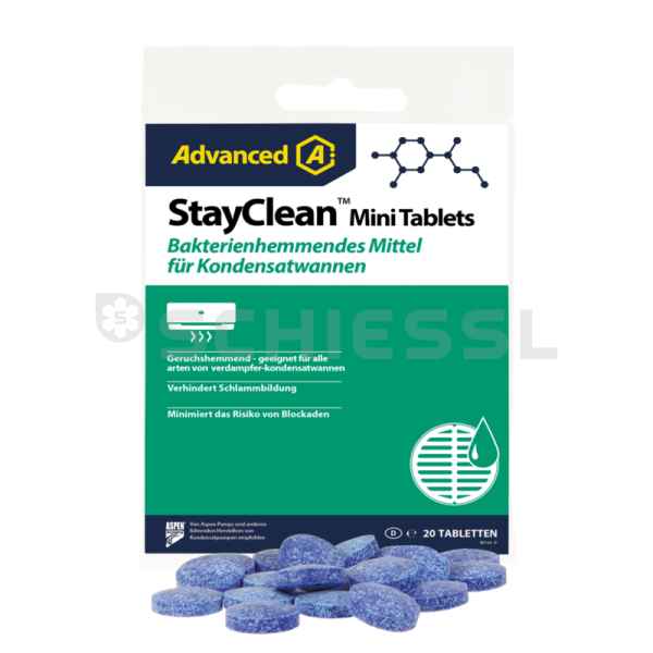 Bakterienhemmendes Mittel / Tropfschale StayClean Mini Tabletten (Pack=20Stk.) Bakterienhemmendes Mittel / Tropfschale StayClean Mini Tabletten (Pack=20Stk.)