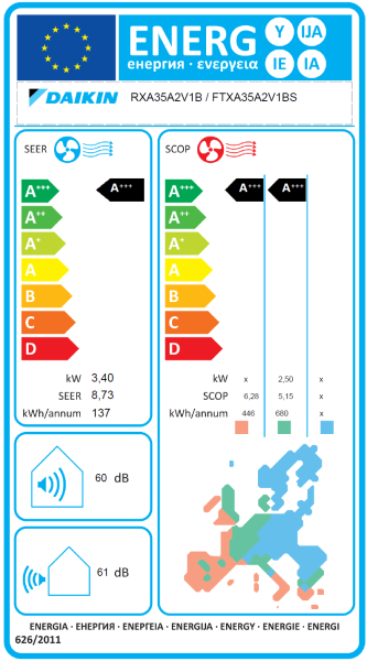 DAIKIN Stylish FTXA35CS + RXA35A8 Wandgerä-Set Silber 3.4 kW