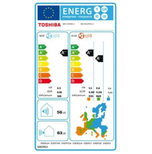 TOSHIBA SEIYA+ RAS-B13E2KVG-E + RAS-13E2AVG-E Wandgerät-Set - 3,3 kW TOSHIBA SEIYA+ RAS-B13E2KVG-E + RAS-13E2AVG-E Wandgerät-Set - 3,3 kW